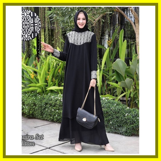 Jaiko Najwa Gamis Set Outer Marsela Spassy Outer Ceruty Tanpa Lengan Basic Dress Gamis Ori Gamis Kek