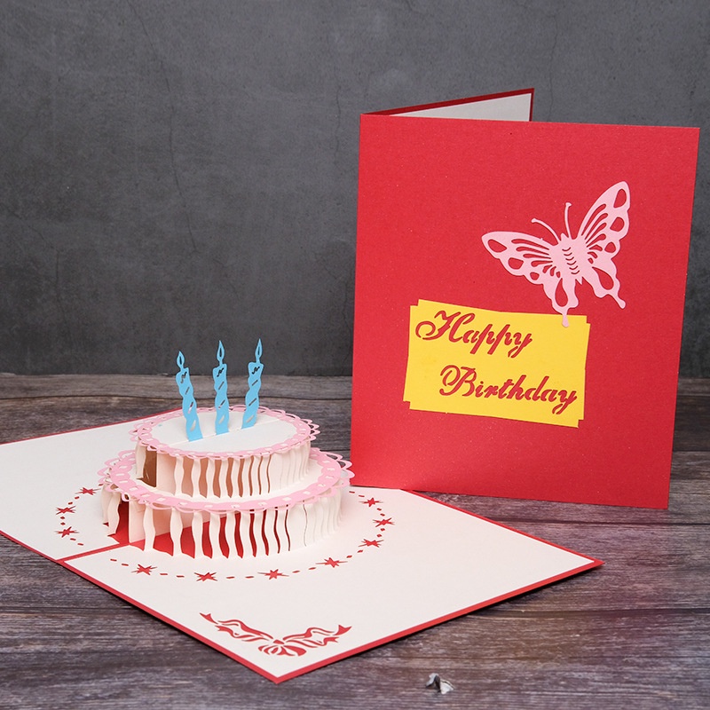 Livi Kartu Ucapan Pop Up 3D Tulisan Happy Birthday dengan Amplop