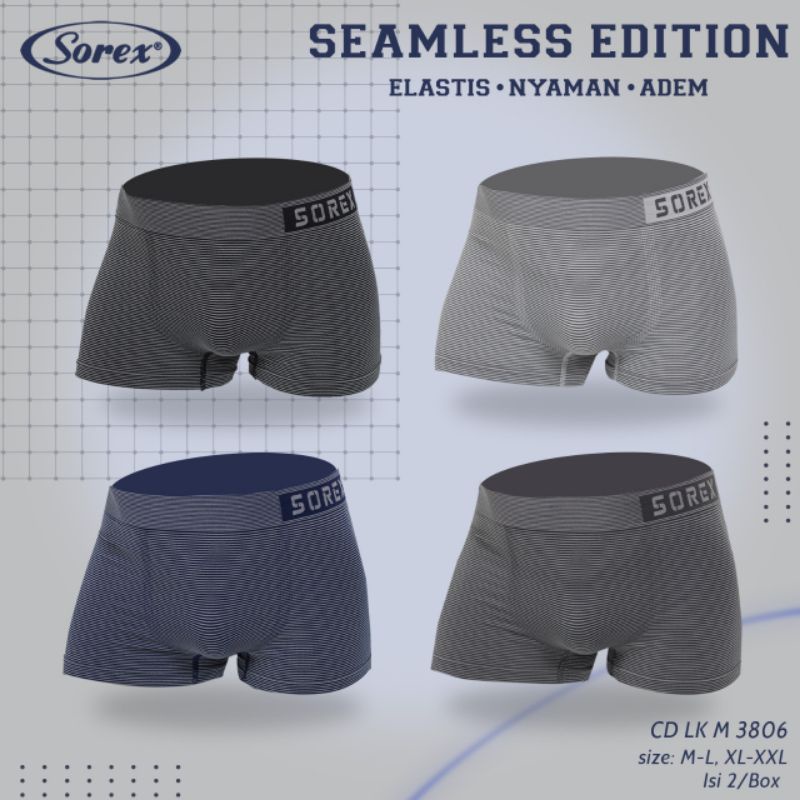 CD SEMPAK BOXER SEAMLESS EDITION SPANDEK JUMBO SOREX M3806