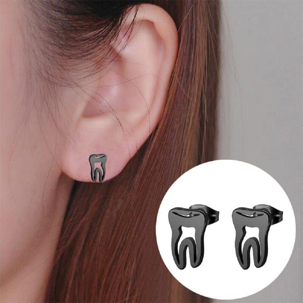 R-flower 1pasang Tooth Stud Earrings Cute Earring Alloy Aksesoris Punk Perhiasan Hadiah Dokter Perawat Aksesoris