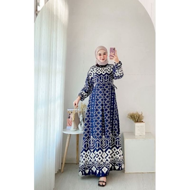 Gamis Maxmara Dior Silk Premium//Gamis Maxmara Lux Premium-Etnik Dongker
