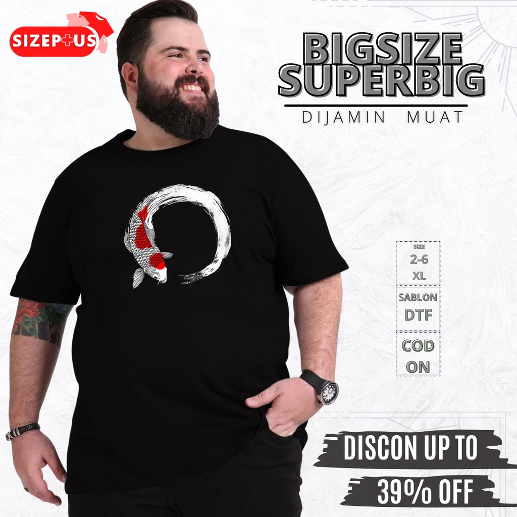 Kaos Baju T Shirt  Distro Pria  Dewasa Oversize Big Size Jumbo Pecinta Ikan KOI Kohaku Sanke Tanco K