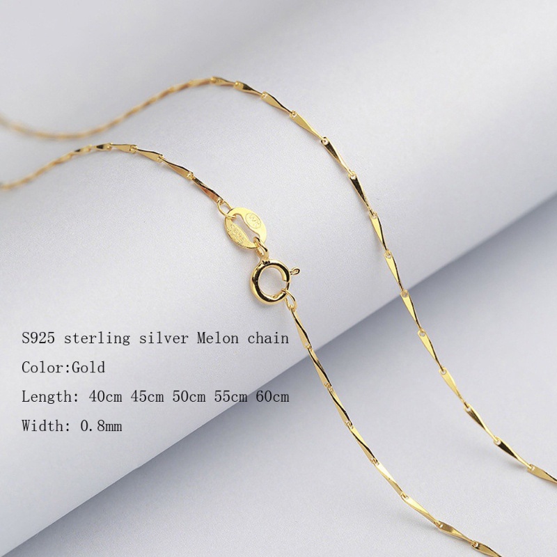6 gaya 18 K Rantai Emas 100% Nyata S925 kalung perak murni  Kalung Desain Yang Berbeda/Panjang Berlapis Emas Liontin Rantai Wanita Perhiasan Hadiah