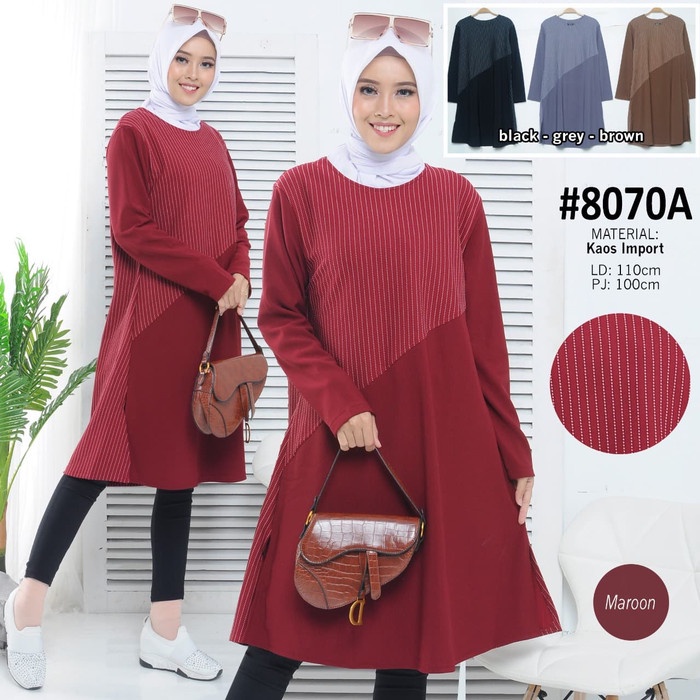 Tunik kaos import / Tunik muslim wanita / Long tunik / Tunik original - Hitam