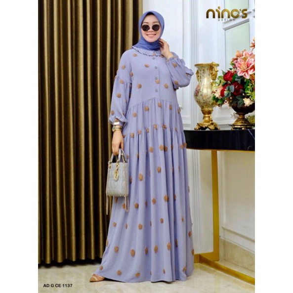 Gamis Maxy AD G CE 1137 (dusty salem) by NINOS Matt cotton cringcle embroidery