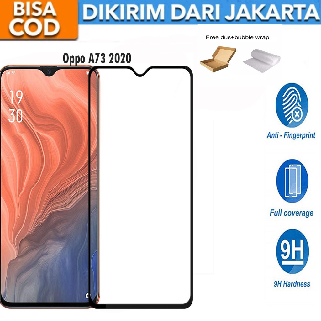 Tempered Glass Oppo A73 2020 Full Cover / Full Screen Protector Anti Gores