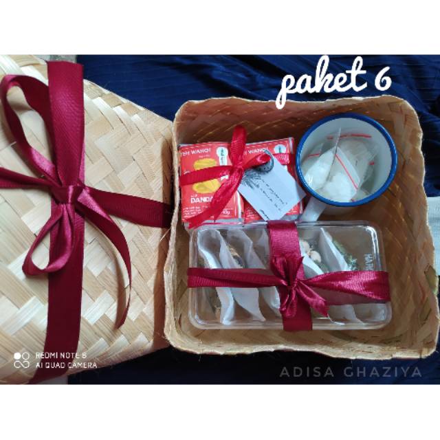 

Hampers wedang telang paket gelas enamel, toples dan teh jadul