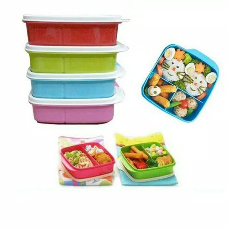 Tepak Makan Plastik / tempat makan segi 3 sekat