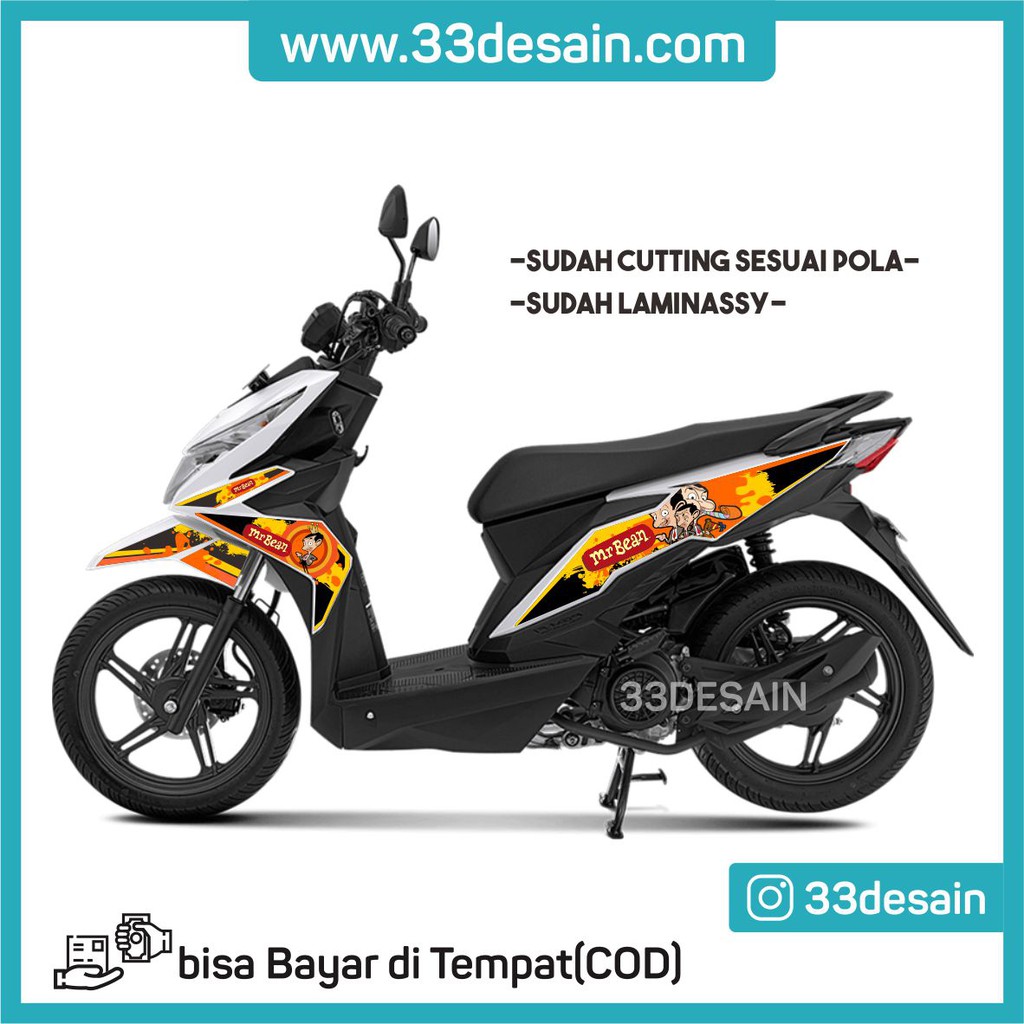 Aksesoris Stiker Motor Sticker Striping Motor Beat 2016 2019 MrBean 33 33Desain Shopee Indonesia