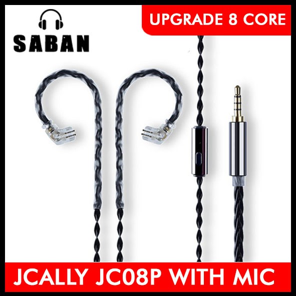 JCALLY JC08P 8 Core dengan Mic Kabel Upgrade KZ ZSN PRO X KZ DQ6 KZ ZST X KZ EDX ZS3 ZS6 ZSX ZS10