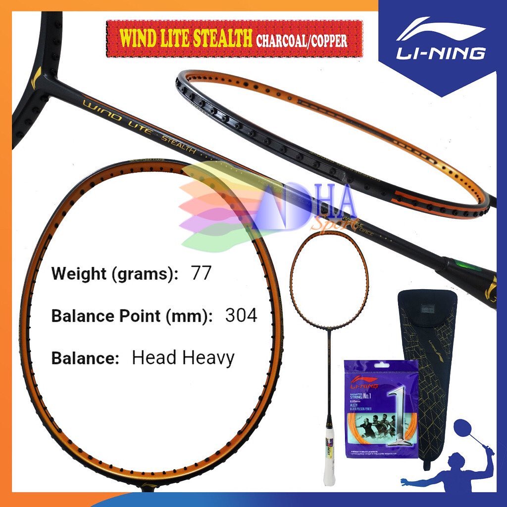 Raket Badminton Lining Windlite / Wind Lite Stealth Charcoal Copper Original  Bulutangkis Store Sura