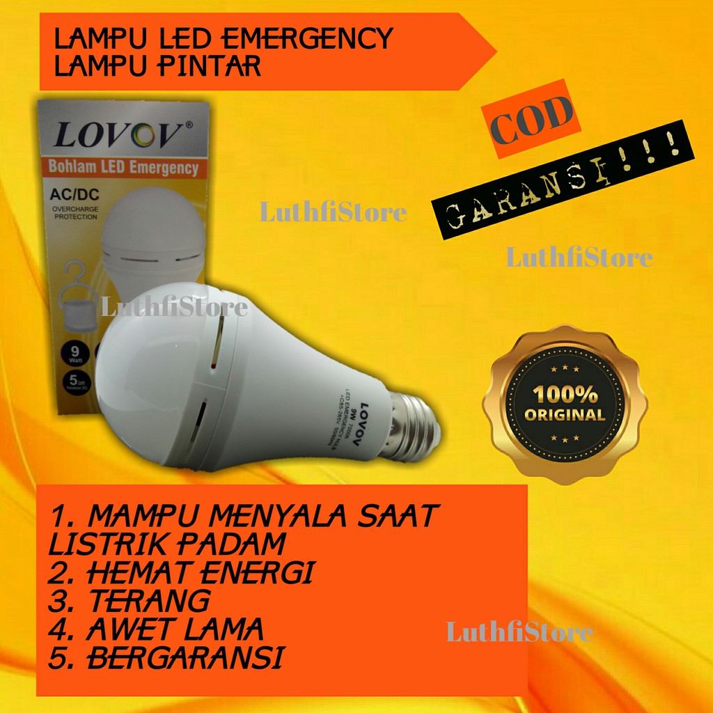 Lampu Emergency LED Bulb Bohlam Hanoch hannoch AC/DC 6W 8W 10W 12W 15W 6 watt 8 watt 10 watt darurat