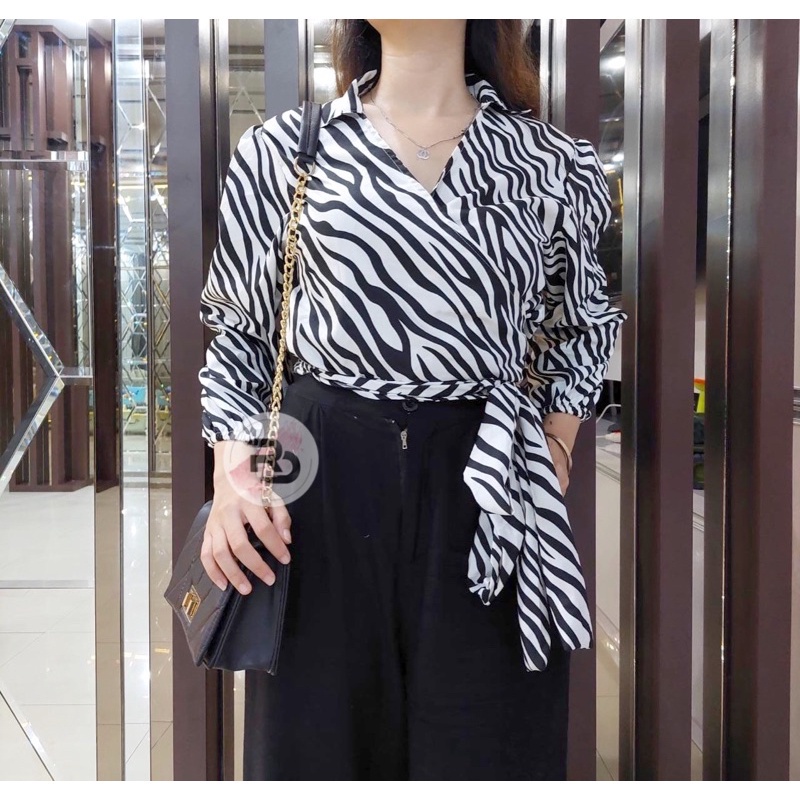 BEFAST - ZRD OOTD Wanita Blouse HIRA / WRAP TOP / Angelie Wrap Top / Angel Wrap Top / Wrap Top Import / Blouse Kekiniaan Remaja / Blouse Ikat Lengan Panjang / Terabru 2022 / Trendy / Blouse Viral Di TikTok