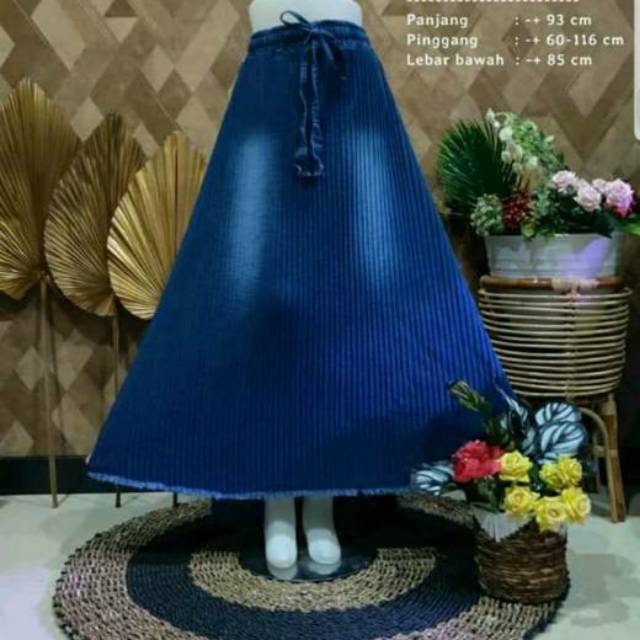 Rok Jeans plisket bahan denim