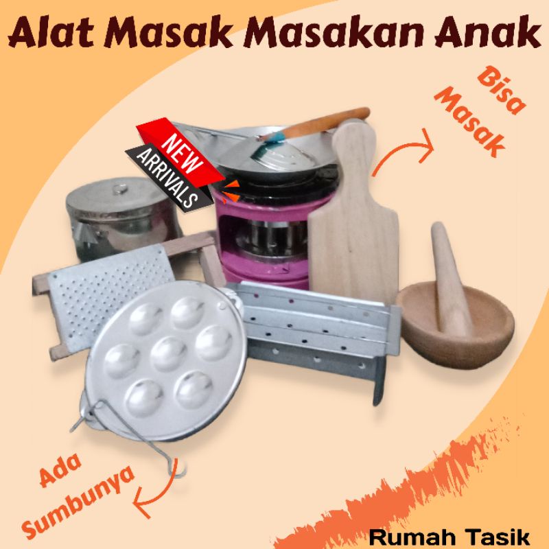 Mainan Masak Masakan Anak Tradisional Paket Dapur Kakak / Kitchen Set Mainan Masak Masakan Paket Kompor Mini Bisa Nyala Beneran