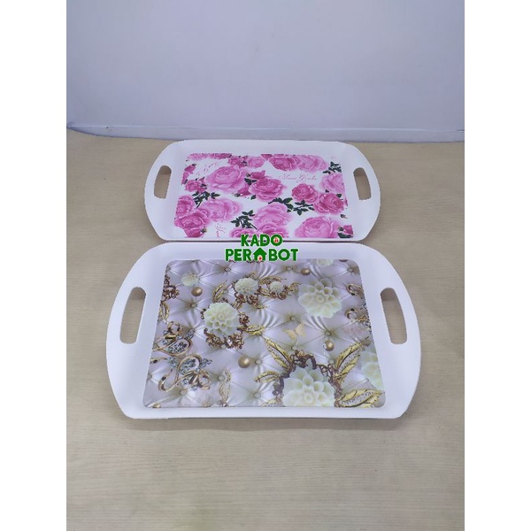 nampan plastik sedang - nampan bermotif bunga - nampan plastik