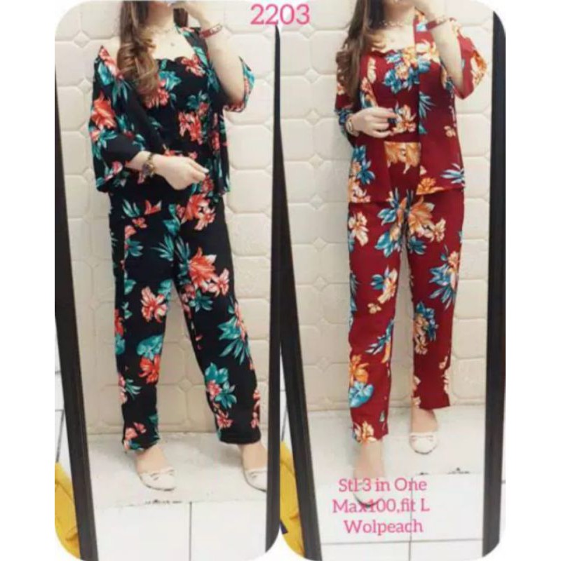 winsstore85 set jumpsuit 3in1 bunga