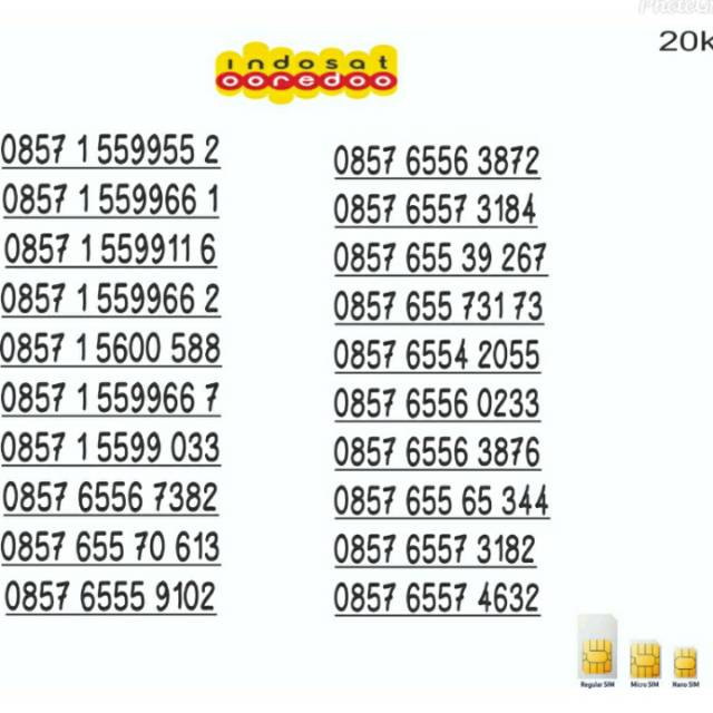 Promo nomor cantik im3 seri triple aa 55 99 55 0857 1 559955 2 po11