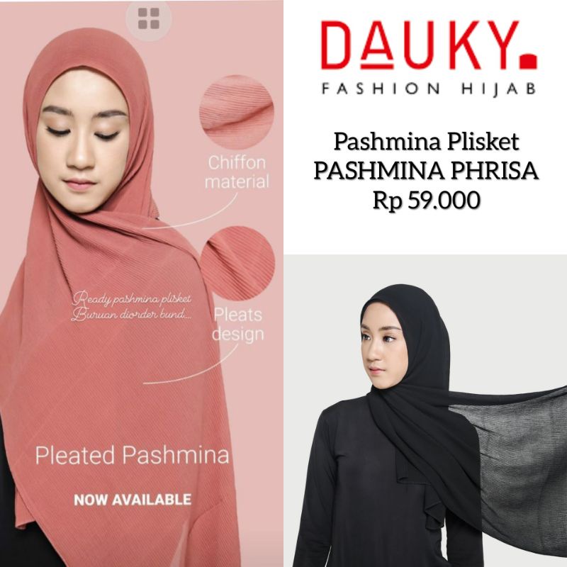 Hijab Jilbab Pashmina Plisket PASHMINA PHRISA DAUKY Original