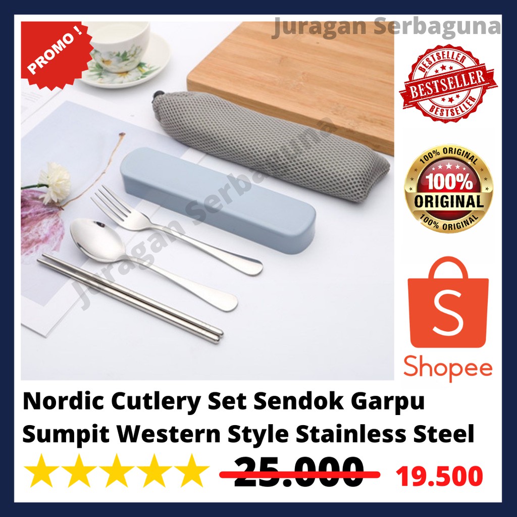 Nordic Cutlery Set Sendok Garpu Sumpit Western Style Stainless Steel