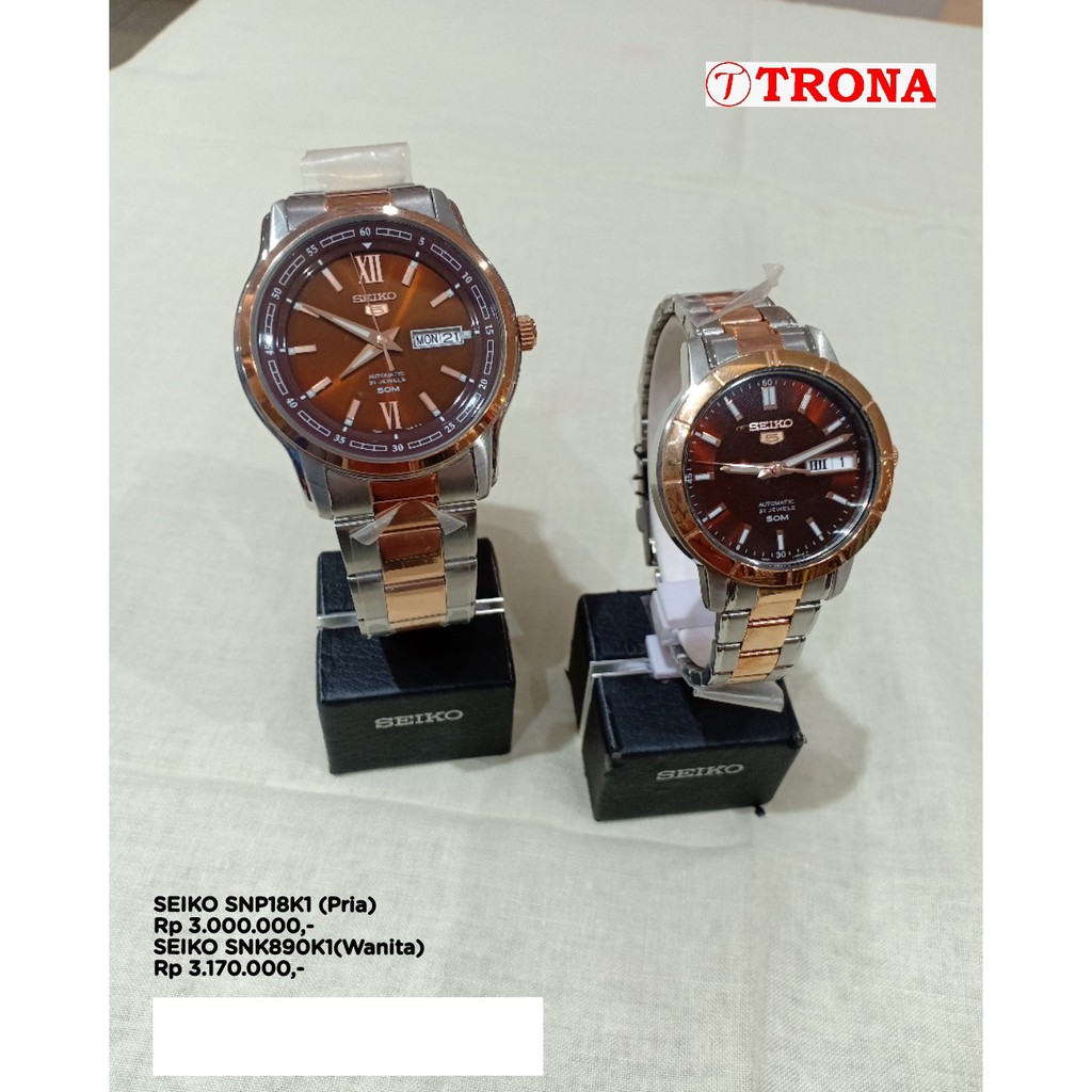 SEIKO Jam Tangan Couple SNP18K1 (Pria) &amp; SNK890K1 (Wanita)