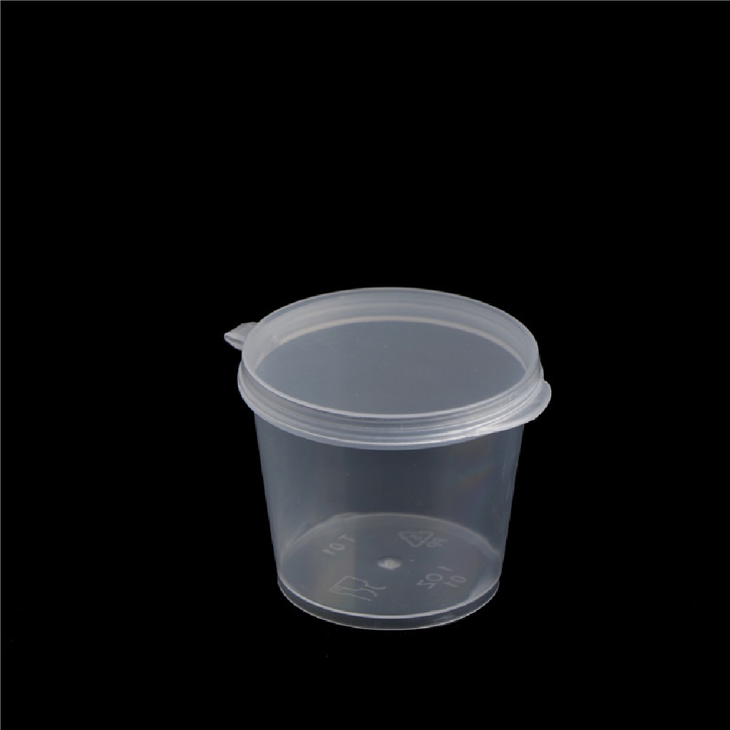 [AGID] 100Pcs Small Plastic Disposable Sauce Cups Food Storage Clear Package Box&amp;Lid [zkm]