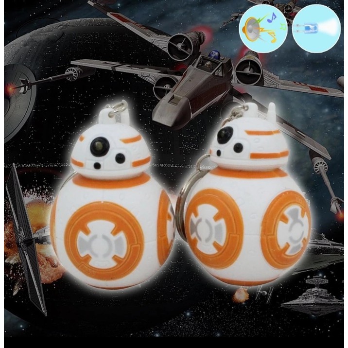 STAR WARS STARWARS BB8 BB-8 ROBOT GANTUNGAN KUNCI LED SUARA KEYCHAIN