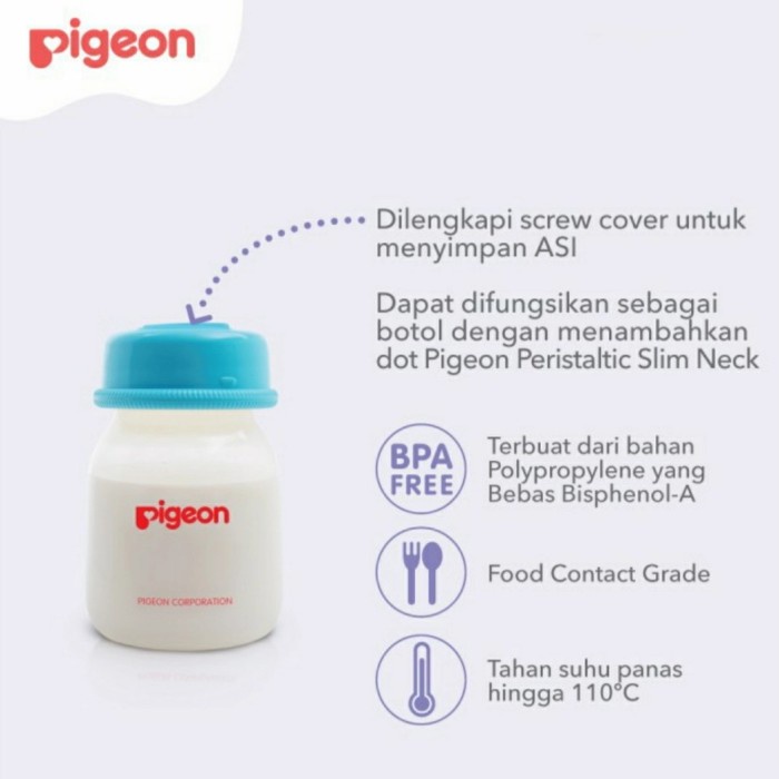 PIGEON 6Pcs Breastmilk Storage Bottle 50ml Botol Simpan ASI Plastik PP