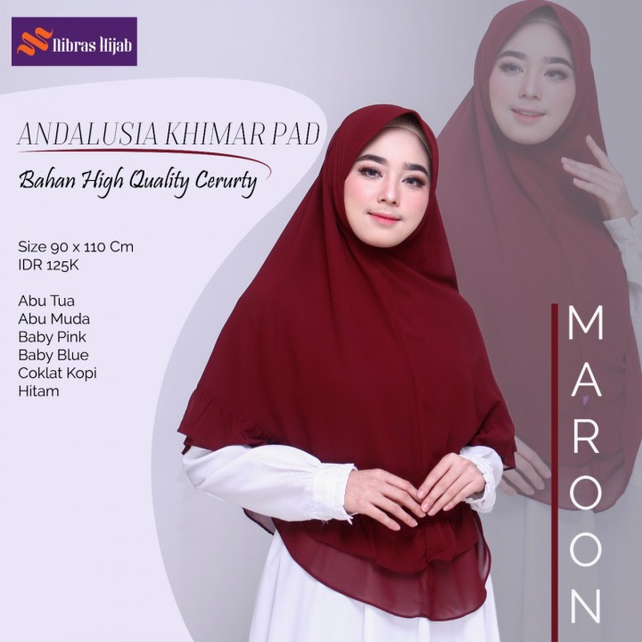 NIBRAS HIJAB ANDALUSIA KHIMAR PAD HIJABERS KERUDUNG SYARI JILBAB CERUTI FASHION MUSLIMAH