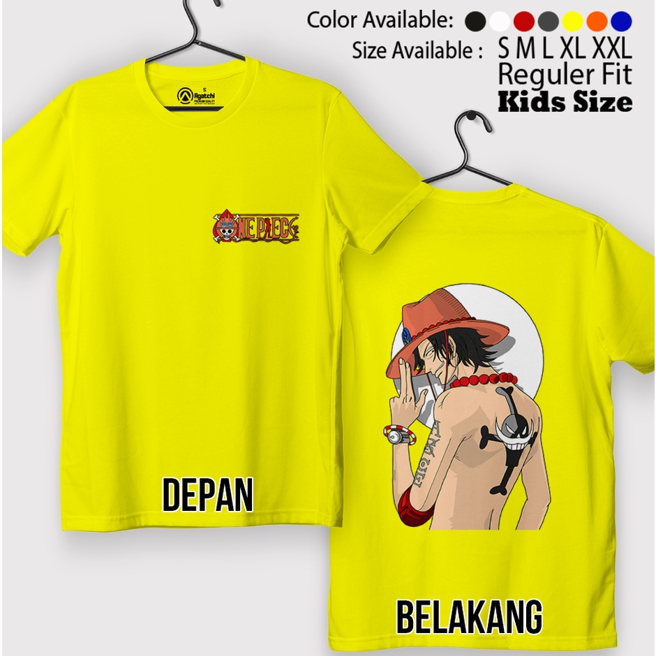 Baju Distro Kaos Atasan Anak Laki-Laki Anime One Piece Asce Ace