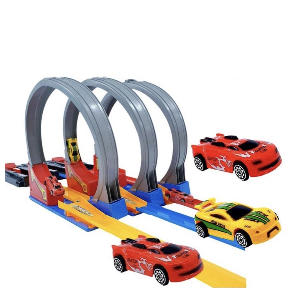 Mainan Track Racing Diecast Halilintar 3 Jalur Mainan Peluncur Mobil Diecast