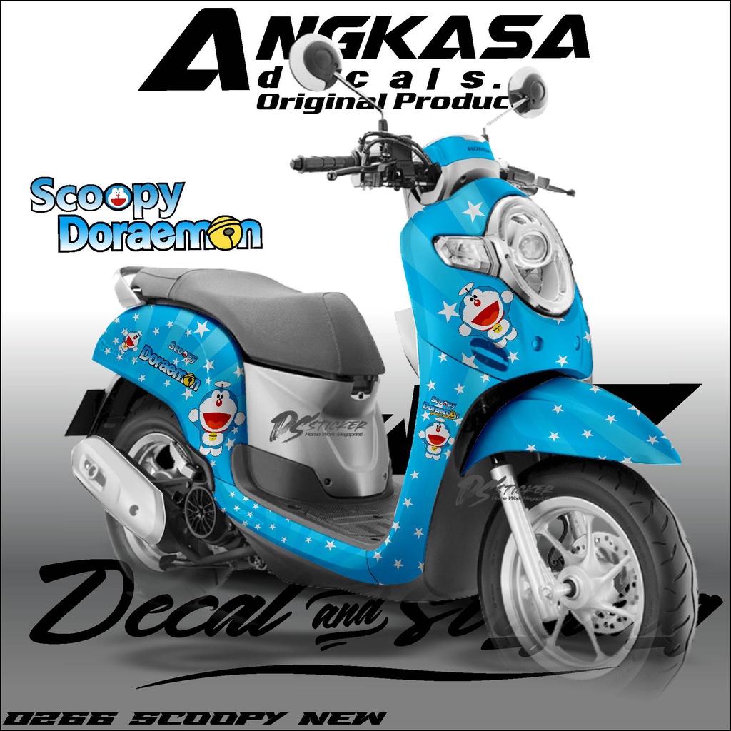 0266a decals stiker  motif Doraemon fullbody motor scoopy