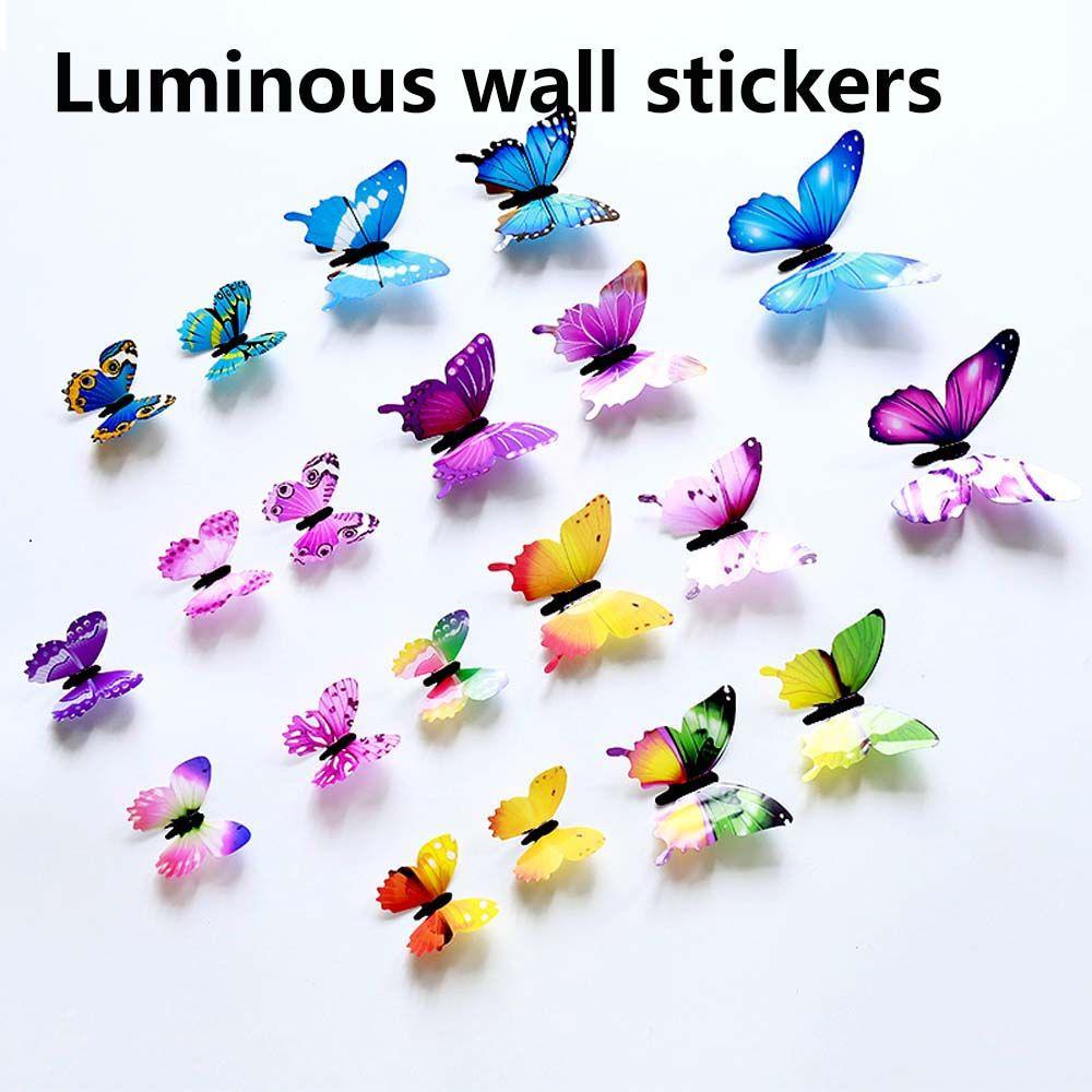 [Elegan] Bercahaya Stiker Dinding Ruang Tamu 12 Pcs/set Dekorasi Kamar DIY Luminous Wallpaper Dinding Decals