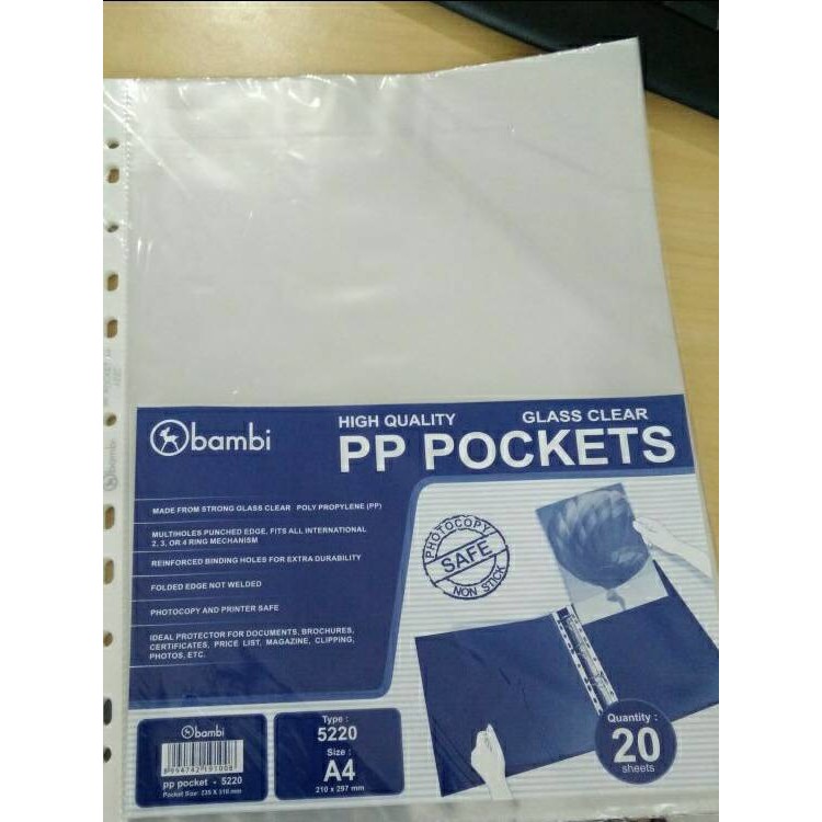 

Best Promo! Glass Clear PP Pocket Bambi Ukuran A4 atk