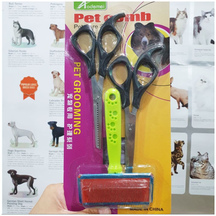 Grooming Set Lengkap Sisir 2 Gunting Sisip Bulu Kucing Anjing Kelinci