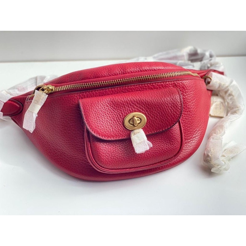 Coach Belt Bag X Jennifer Lopez Chain Gold/Dark Cardinal Leather Backpack