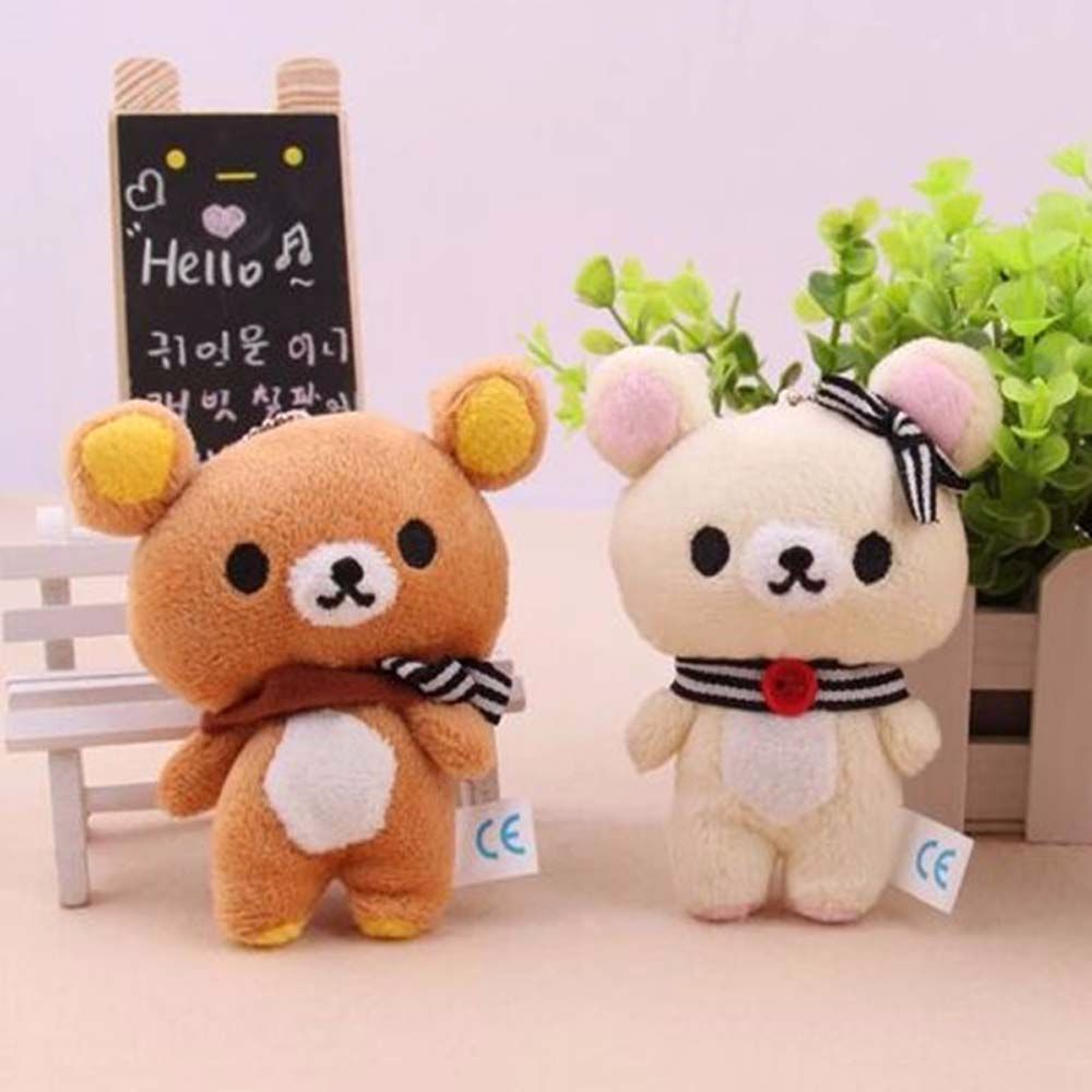 Needway  1pcs Soft Figure DOLL Standing Bear Design Pendant Bear Plush Stuffed TOY Baby Toy Kawaii Plushie Toy 11CM Charm TOY Lover Rilakkuma Key Chain