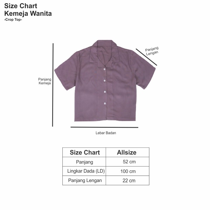 KEMEJA WANITA CROP TOP POLOS KATUN RAYON CROP SHIRT ORGANIK