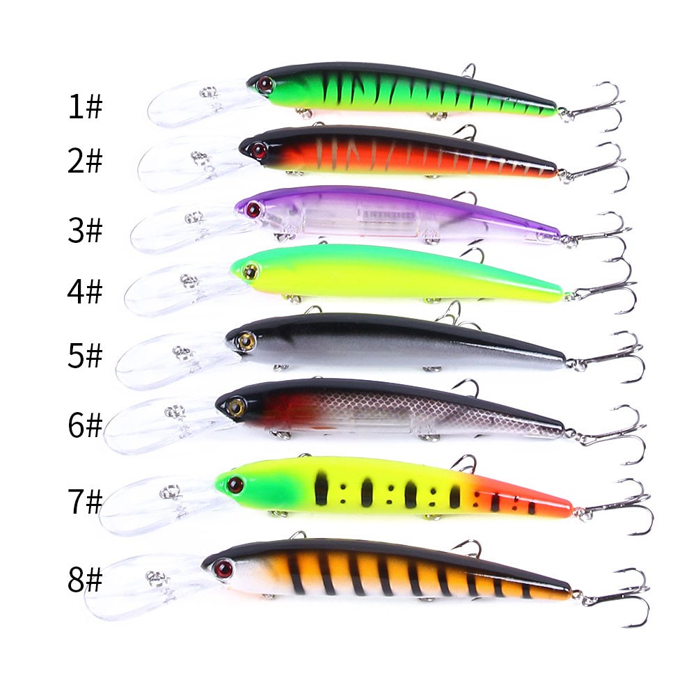 HENGJIA New 8pcs Minnow Umpan Pancing 16.5cm/21g Swimbait Fishing Lure Ikan Bass Wobbler Kail Tackle