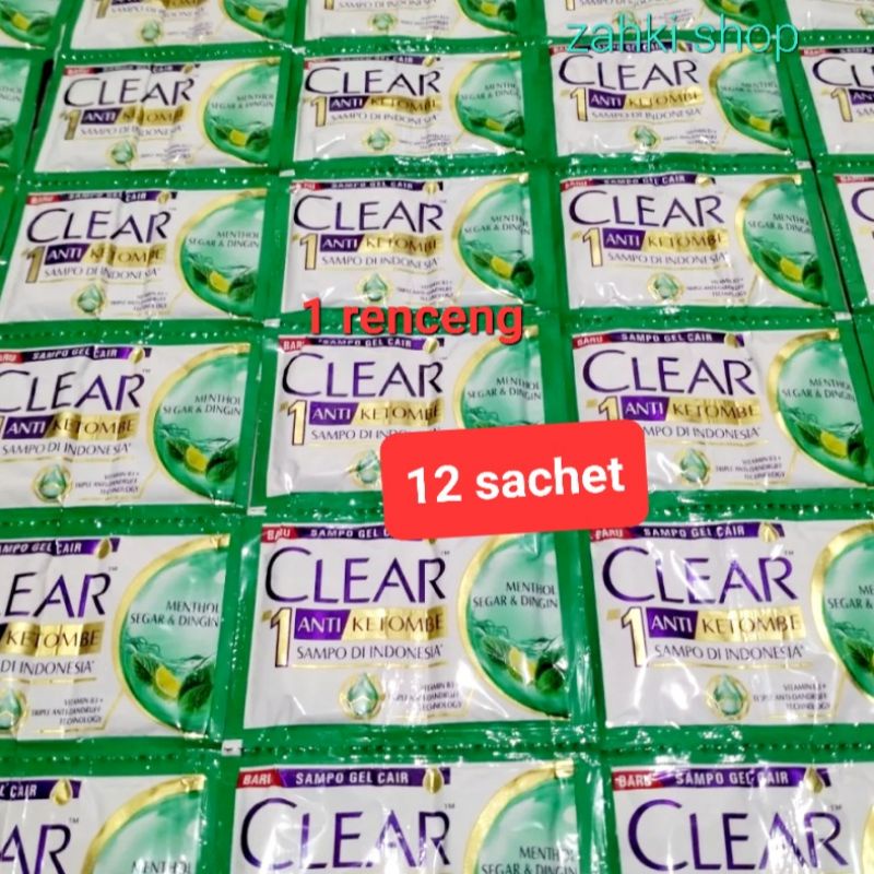 Clear Sampo Anti Ketombe Ice Cool Sachet 1 Renceng 12 Pcs