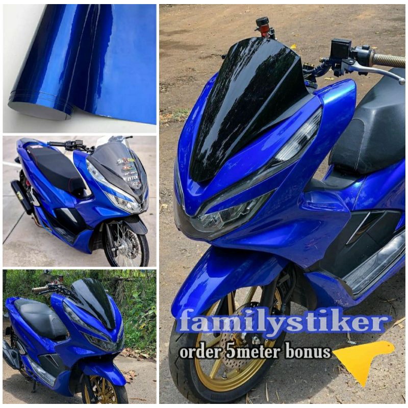 Skotlet biru mettalik candy skotlet stiker motor warna candy