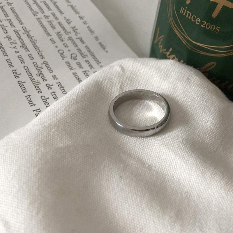 Cincin Pasangan Baja Titanium Sederhana Korea Unisex