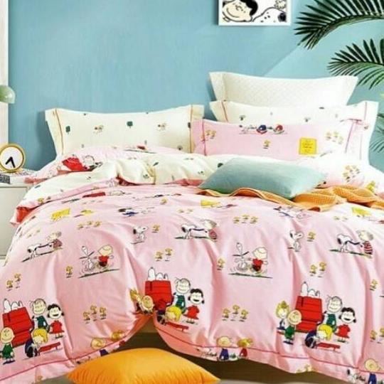 Sprei katun jepang ori motif snoopy terbaru uk. 200x200 180x200 160x200 120x200 100x200 t. 25