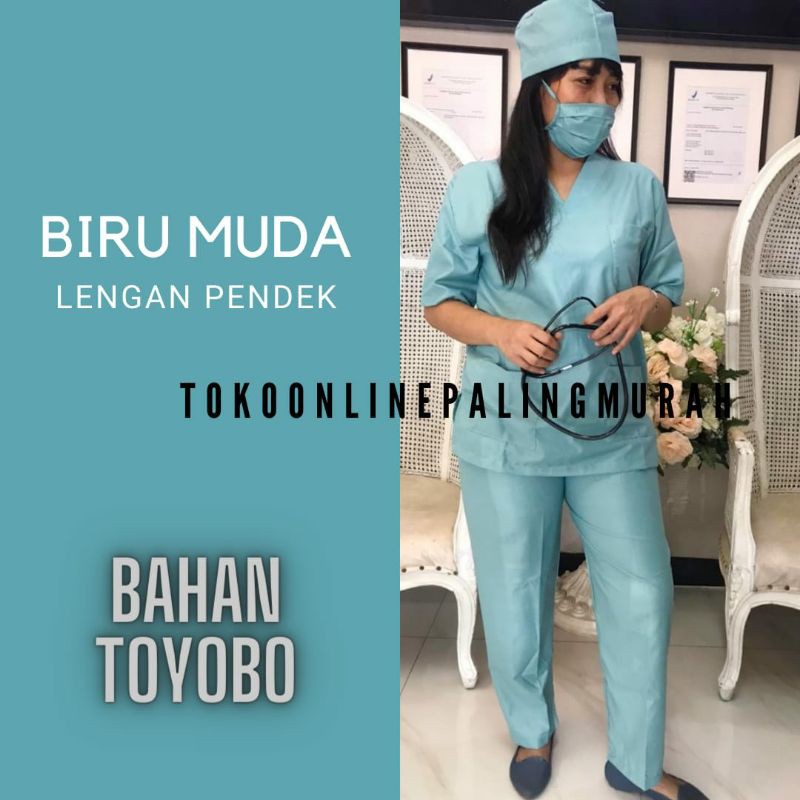 BAJU CELANA JAGA OKA OK PERAWAT/DOKTER LENGAN PENDEK BAHAN TOYOBO PREMIUM