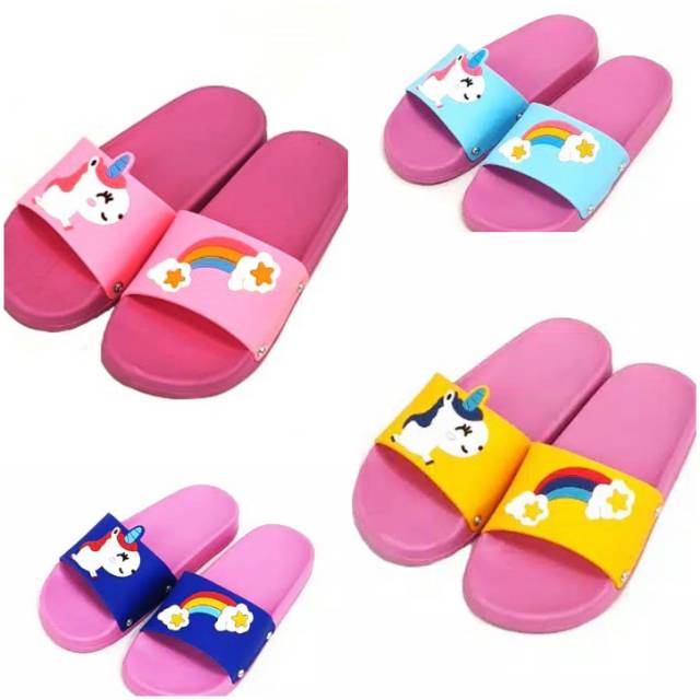  SANDAL  SLOP ANAK  MOTIF UNICORN  KARAKTER LUCU Shopee 