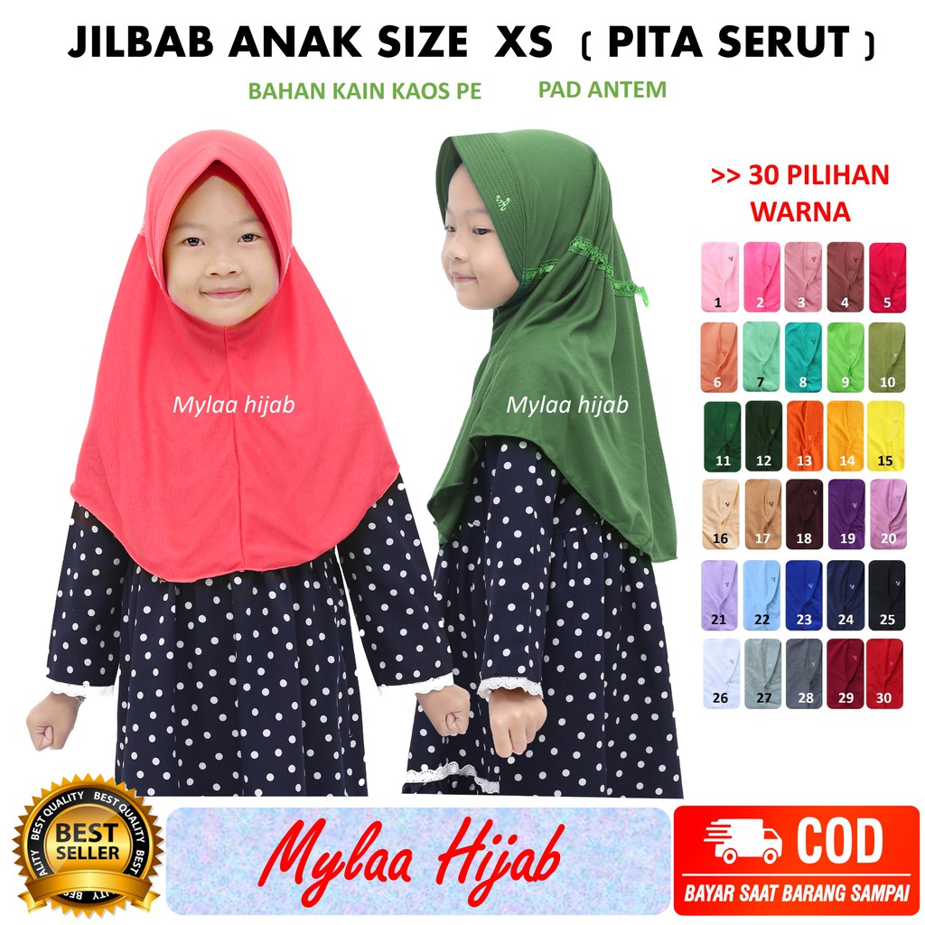 Hijab Anak Syari Hijab anak Instan bergo Jilbab Kerudung instan kaos serut size xs anak sekolah Hija