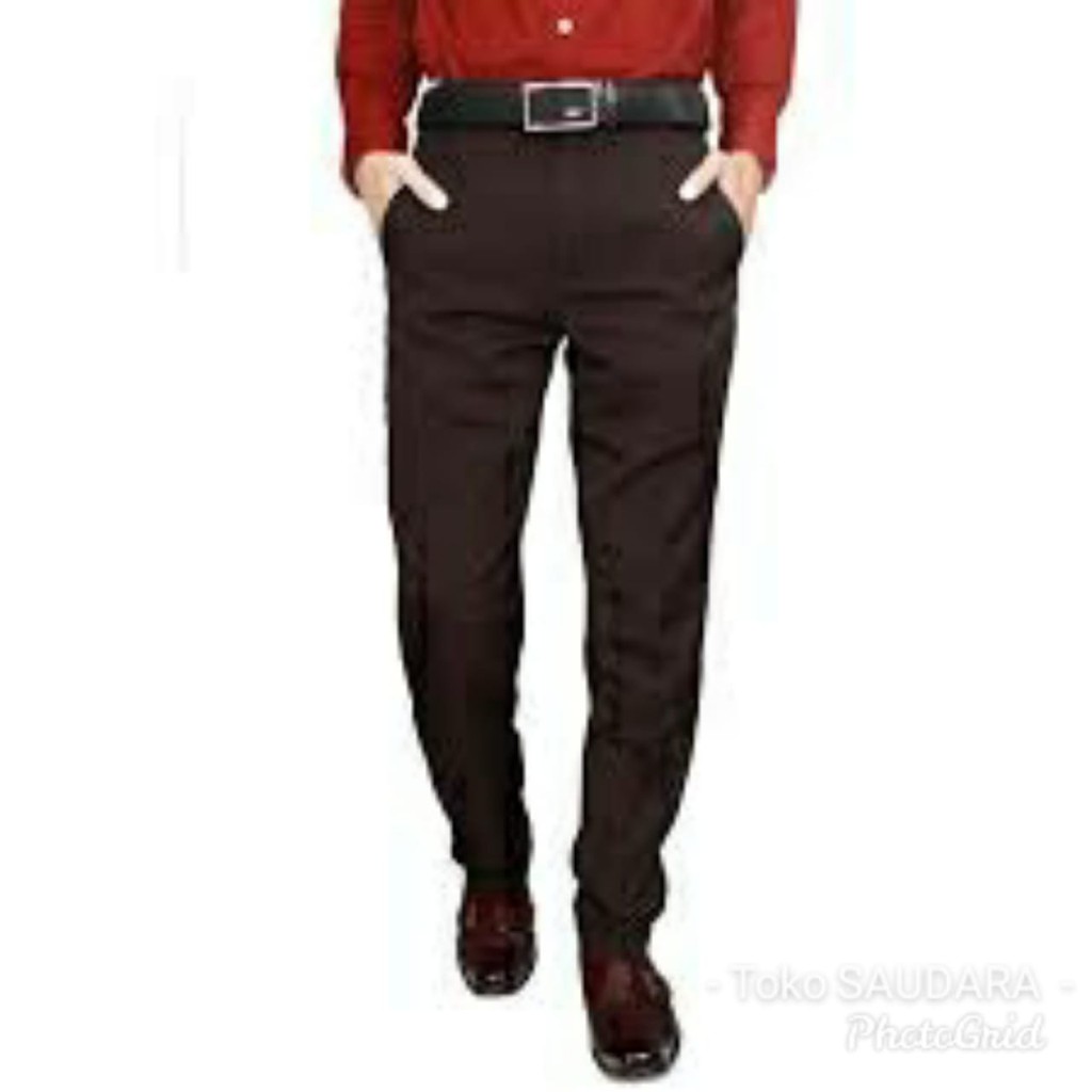 Celana formal pria slimfit coklat tua