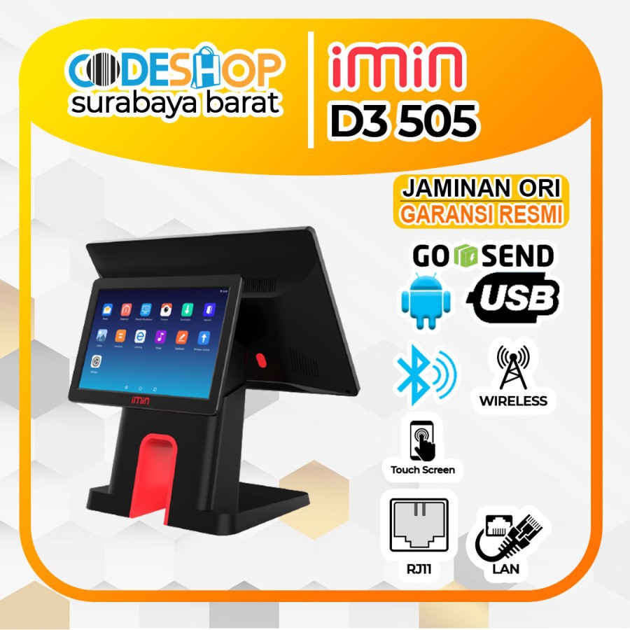 MESIN KASIR ANDROID IMIN D3 505 / D3505 / D3-505 DUAL LAYAR TOUCHSCREN