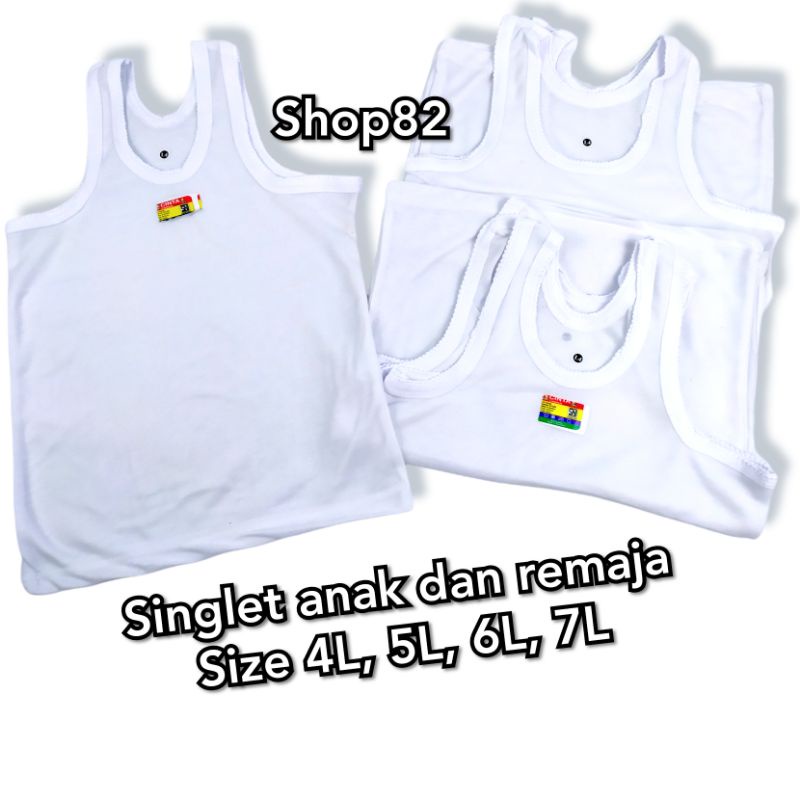 3 kaos dalam singlet putih anak 4L 5L 6L 7L XXXL XXXXL JUMBO BIG SIZE cowok cewek laki remaja katun