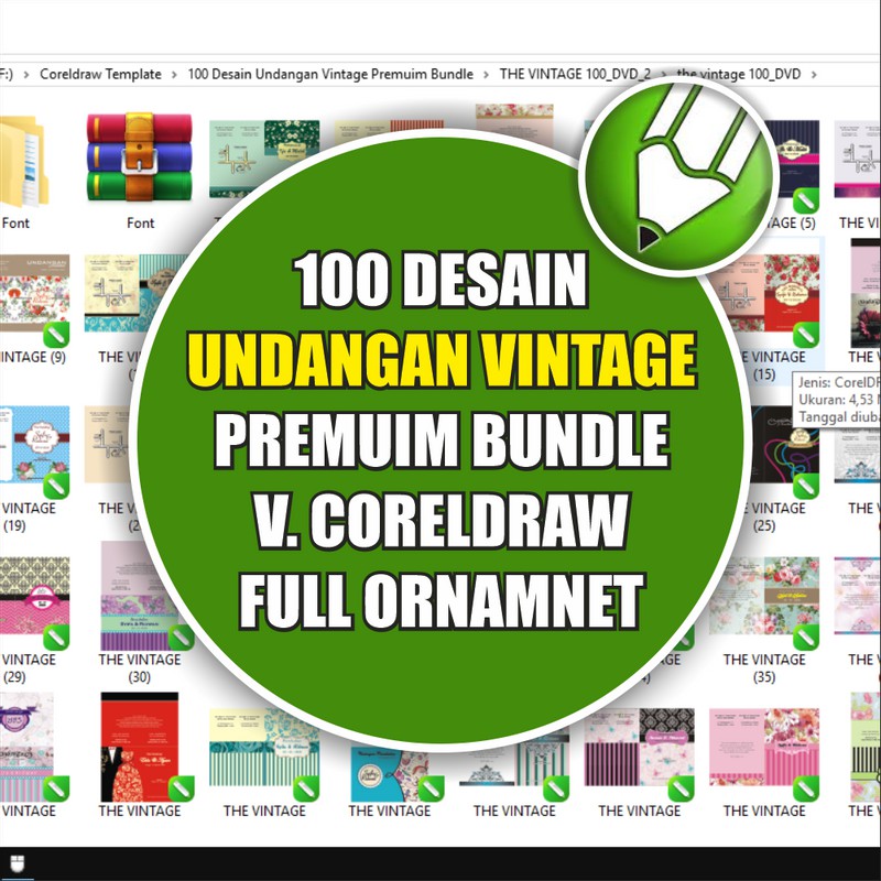 100 Undangan Vintage Premium V.1 Cdr Only